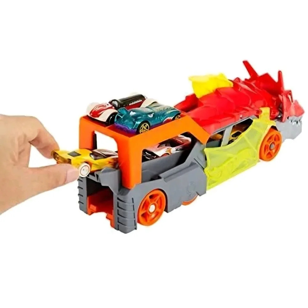 Hot Wheels City Dragon Launch Transporter Red Dragon Car Hauler with 1 Car NEW